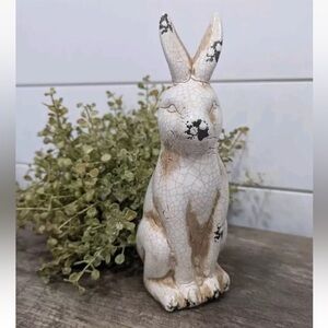 Unique Distressed Crackling CERAMIC RABBIT-Cream 8" Bunny